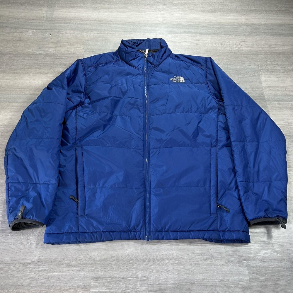 The North Face Jacket Mens Large Blue Puffer Full Zip Insulated Lined Pockets
